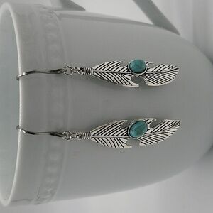 1836- Handmade Boho Feather Earrings NWT